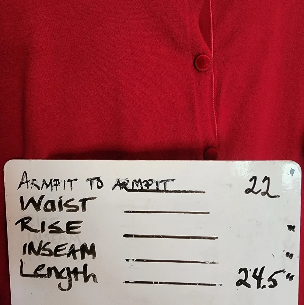 J.JILL Red Knit Button Front Cardigan Sweater Cotton Blend 6 Velvet Buttons LG - Picture 7 of 7